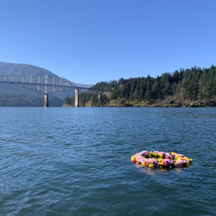 Floating out into the Columbia River